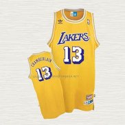 Camiseta Wilt Chamberlain NO 13 Los Angeles Lakers Retro Amarillo