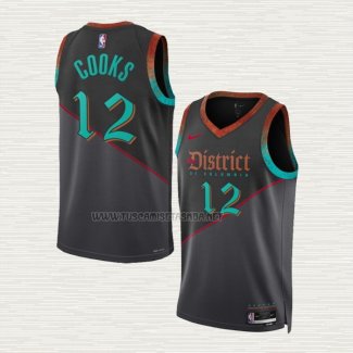 Camiseta Xavier Cooks NO 12 Washington Wizards Ciudad 2023-24 Negro