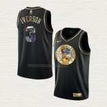 Camiseta Allen Iverson NO 3 Philadelphia 76ers Golden Edition 2021-22 Negro