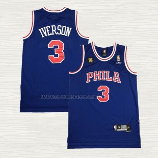 Camiseta Allen Iverson NO 3 Philadelphia 76ers Retro 10th Azul