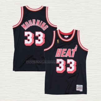 Camiseta Alonzo Mourning NO 33 Miami Heat Hardwood Classics Throwback Negro