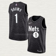 Camiseta Bruce Brown NO 1 Brooklyn Nets Earned 2020-21 Negro