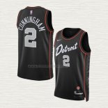 Camiseta Cade Cunningham NO 2 Detroit Pistons Ciudad 2023-24 Negro