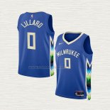 Camiseta Damian Lillard NO 0 Nino Milwaukee Bucks Ciudad 2022-23 Azul