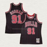 Camiseta Dennis Rodman NO 91 Chicago Bulls Mitchell & Ness 1995-96 Negro