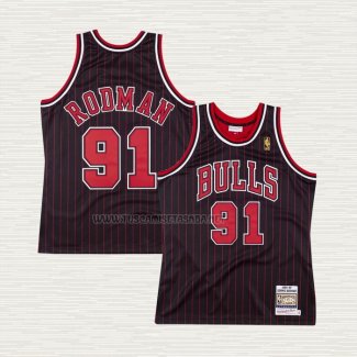 Camiseta Dennis Rodman NO 91 Chicago Bulls Mitchell & Ness 1996-97 Negro