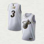 Camiseta Dwyane Wade NO 3 Miami Heat Golden Edition Blanco