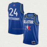 Camiseta Giannis Antetokounmpo NO 24 Milwaukee Bucks All Star 2020 Azul