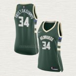 Camiseta Giannis Antetokounmpo NO 34 Mujer Milwaukee Bucks Icon Verde