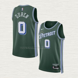 Camiseta Jalen Duren NO 0 Detroit Pistons Ciudad 2022-23 Verde