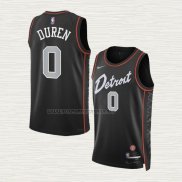 Camiseta Jalen Duren NO 0 Detroit Pistons Ciudad 2023-24 Negro