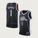 Camiseta James Harden NO 1 Los Angeles Clippers Ciudad 2020-21 Negro