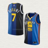 Camiseta Kevin Durant NO 35 7 Nets Warriors Thunder Split Azul Negro