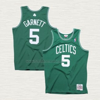 Camiseta Kevin Garnett NO 5 Boston Celtics Hardwood Classics Throwback Verde