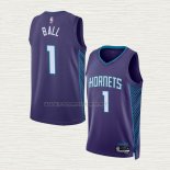 Camiseta LaMelo Ball NO 1 Charlotte Hornets Statement 2022-23 Violeta