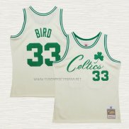 Camiseta Larry Bird NO 33 Boston Celtics Mitchell & Ness Chainstitch Crema