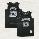Camiseta LeBron James NO 23 Los Angeles Lakers Retro Negro