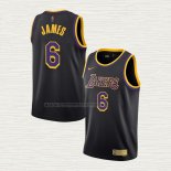 Camiseta LeBron James NO 6 Los Angeles Lakers Earned 2021-22 Negro