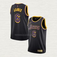 Camiseta LeBron James NO 6 Los Angeles Lakers Earned 2021-22 Negro