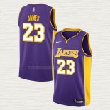 Camiseta Lebron James NO 23 Los Angeles Lakers Statement 2018 Violeta