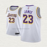 Camiseta Lebron James NO 23 Nino Los Angeles Lakers Association 2017-18 Blanco