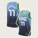 Camiseta Luka Doncic NO 77 Dallas Mavericks Ciudad Edition Azul