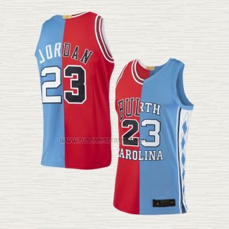 Camiseta Michael Jordan NO 23 Chicago Bulls Split Azul Rojo