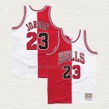 Camiseta Michael Jordan NO 23 Chicago Bulls Split Blanco Rojo