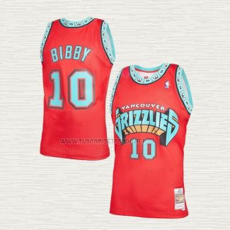 Camiseta Mike Bibby NO 10 Memphis Grizzlies Mitchell & Ness 1998-99 Rojo