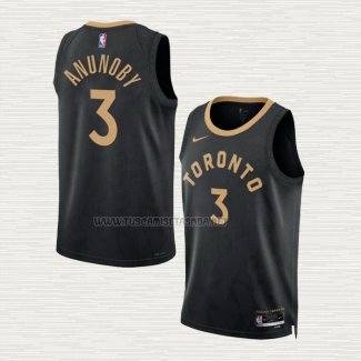 Camiseta OG Anunoby NO 3 Toronto Raptors Ciudad 2022-23 Negro