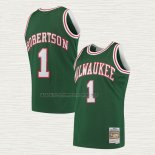 Camiseta Oscar Robertson NO 1 Milwaukee Bucks Mitchell & Ness 1971-72 Verde