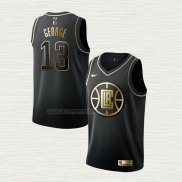 Camiseta Paul George NO 13 Los Angeles Clippers Golden Edition Negro