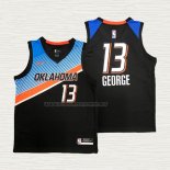 Camiseta Paul George NO 13 Oklahoma City Thunder Ciudad 2020-21 Negro