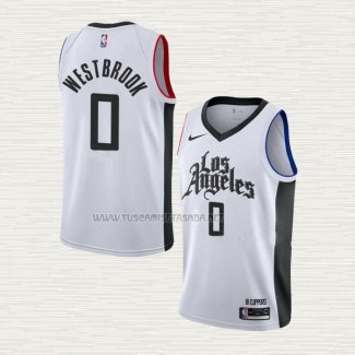 Camiseta Russell Westbrook NO 0 Los Angeles Clippers Ciudad Blanco