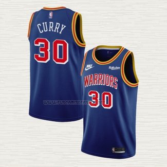 Camiseta Stephen Curry NO 30 Golden State Warriors 75th Anniversary Azul