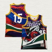 Camiseta Vince Carter NO 15 Toronto Raptors Classic Rainbow Negro