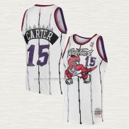 Camiseta Vince Carter NO 15 Toronto Raptors Mitchell & Ness 1998-99 Blanco