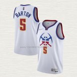 Camiseta Will Barton NO 5 Denver Nuggets Earned 2020-21 Blanco