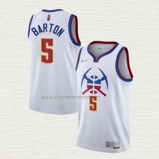 Camiseta Will Barton NO 5 Denver Nuggets Earned 2020-21 Blanco