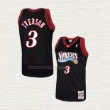 Camiseta Allen Iverson NO 3 Philadelphia 76ers Mitchell & Ness 1997-98 Negro