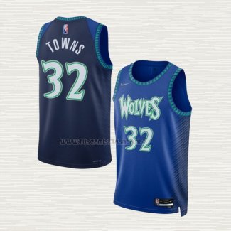 Camiseta Anthony Towns NO 32 Minnesota Timberwolves Ciudad 2021-22 Azul