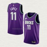 Camiseta Brook Lopez NO 11 Milwaukee Bucks Classic 2022-23 Violeta