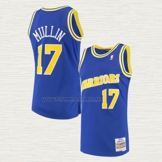 Camiseta Chris Mullin NO 17 Golden State Warriors Mitchell & Ness 1993-94 Azul