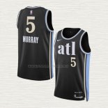 Camiseta Dejounte Murray NO 5 Atlanta Hawks Ciudad 2023-24 Negro