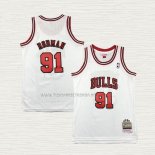 Camiseta Dennis Rodman NO 91 Nino Chicago Bulls Mitchell & Ness 1997-98 Blanco