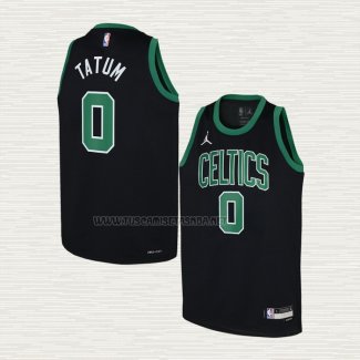 Camiseta Jayson Tatum NO 0 Nino Boston Celtics Statement Negro