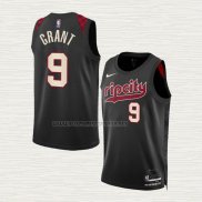 Camiseta Jerami Grant NO 9 Portland Trail Blazers Ciudad 2023-24 Negro