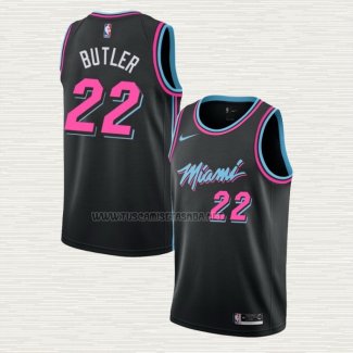 Camiseta Jimmy Butler NO 22 Miami Heat Ciudad 2018-19 Negro