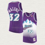Camiseta Karl Malone NO 32 Utah Jazz Mitchell & Ness 1996-97 Violeta