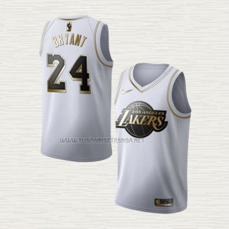 Camiseta Kobe Bryant NO 24 Los Angeles Lakers Golden Edition Blanco